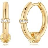 MYEARS Women Hoop Earrings Gold Huggie 14K Gold Plated Small Simple Hypoallergenic Everyday Jewelry