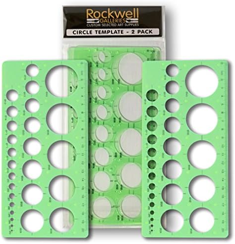 Professional Quality Circle Templates - 2 Pack Home and Office Set for Drawing, Drafting and Creating by Rockwell Galleries - For home, office, creative studio or personal drawing and drafting.