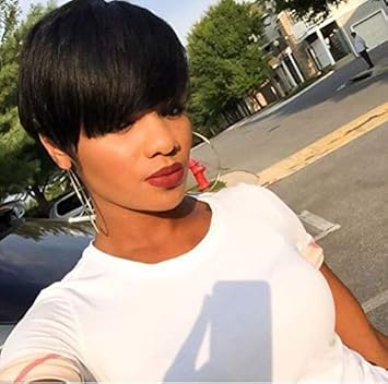 Amazon Com Flandi Short Human Hair Wigs Pixie Cut Wigs Straight