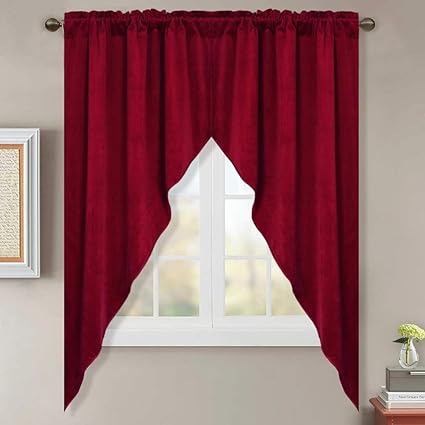 Amazon Com Stangh Velvet Valances And Swags Pair Christmas Red