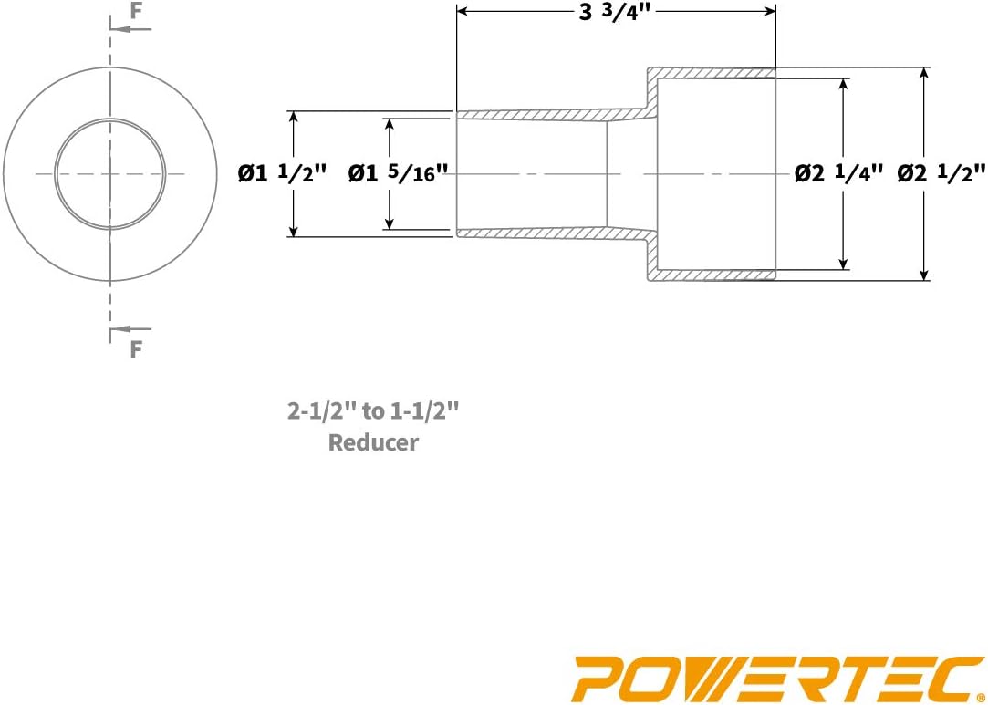 POWERTEC 70130 Dust Collection Hose and Fittings | Premium 10ft Power Tool Dust Hose with Vacuum Attachments - - 