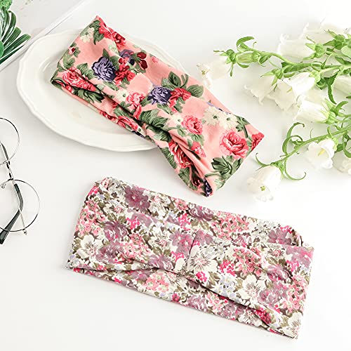 3 otters 8Pack Fashion Headbands, Women\'s Head Band Printed Boho Turban, for Yoga Running Sports Workout Summer Dress Up