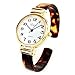 Tortoise Gold Acrylic Band Slim Case Women's Bangle Cuff Watch