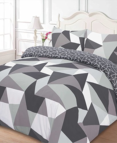 Dreamscene forme Set Copripiumino Una piazza e mezza, 3 pezzi, 200 x 200 cm, 50% Cotone 50% Polietere, Reversibile