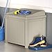 Suncast 22-Gallon Small Deck Box - Lightweight Resin Indoor/Outdoor Storage Container and Seat for Patio Cushions and Gardening Tools - Store Items on Patio, Garage, Yard - Taupe