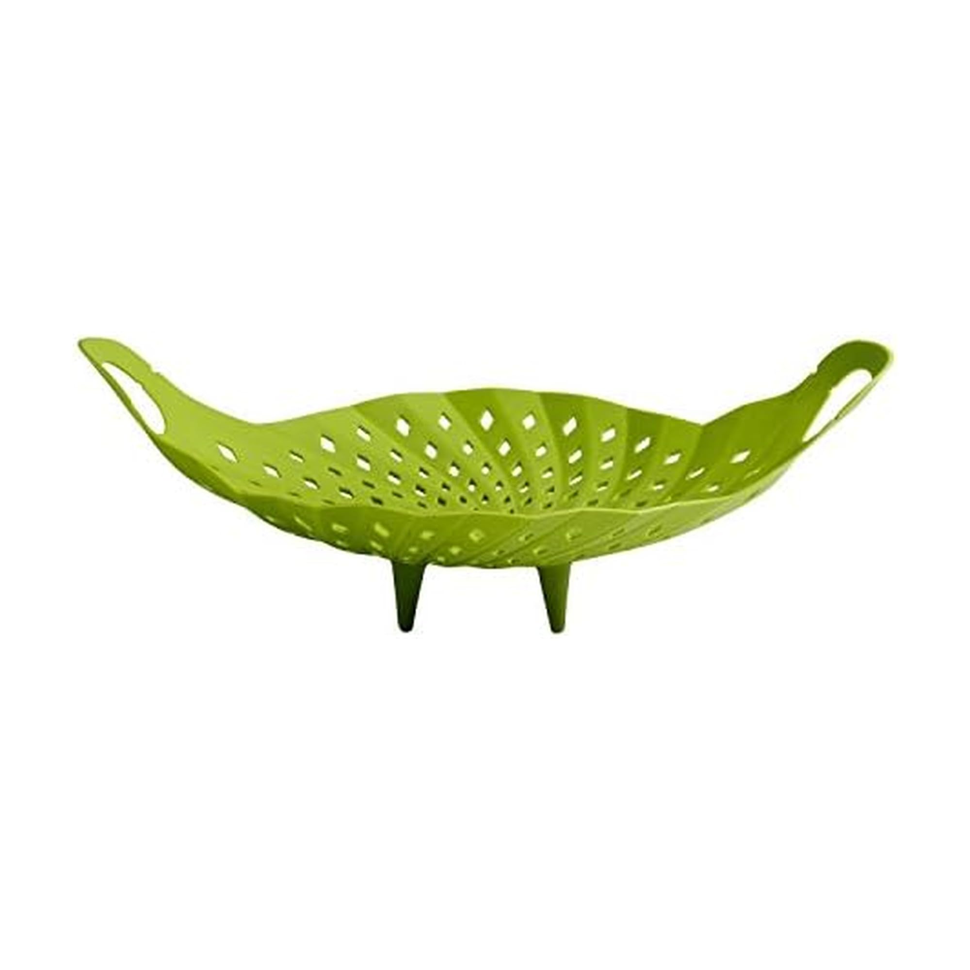 Chef'n Veggisteam Vegetable Steamer Basket, Use with Saucepan or Microwave, Silicone, Green, 29 x 22 x 4 cm
