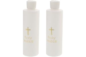 VANZACK 2pcs 250ml Catholic Holy Water Bottles with Cross Refillable Plastic Containers for Baptism