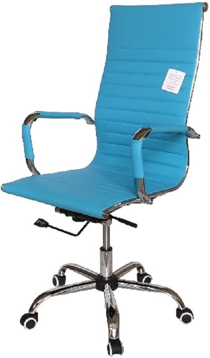 Fauteuil De Bureau En Cuir Cotele A Dossier Haut Bleu Ciel 48 X 49 X 115 Cm W X D X H Amazon Fr Fournitures De Bureau
