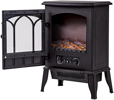 NEW Black, 750W/1500W Standing Electric Fireplace Heat Log Flame Stove Portable energy save FP22