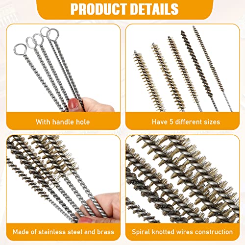 10 Pieces Wire Tube Brushes for Cleaning Pipe Tube Brass Brush