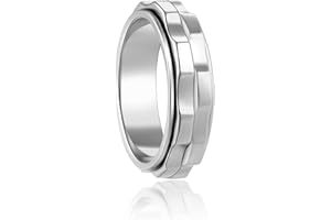 LuckyAmor Fidget Rings For Anxiety For Women, Spinning Anxiety Ring Stainless Steel Fidgets Two Gear Fidget Ring High Polish Anxiety Ring for Women Men Wedding Band Gifts Jewelry Size 6-10