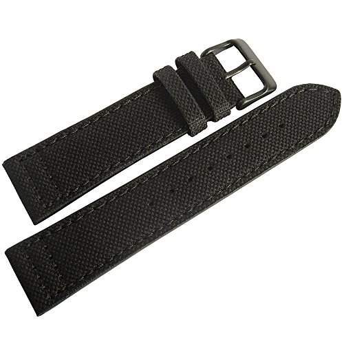 Eulit 20mm Black Canvas PVD Buckle Watch Strap