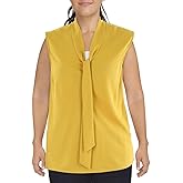 Kasper Womens Slvlss Tie Front Blouse