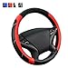 CAR PASS Line Rider Microfiber Leather Sporty Steering Wheel Cover Universal Fits for 95% Truck,SUV,Cars,14.5-15inch Anti-Slip Safety Comfortable Desgin (Black-Red)
