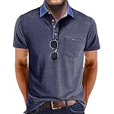 SEGANUP Men's Casual Collared Polo Shirts Cotton Short Sleeve Golf Shirts Fashion Basic Shirts with Pocket