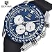 Mens' Watches Chronograph Sport Watch Waterproof Date Quartz Wrist Watch in Black Silicone Band