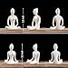 OwMell Lot of 4 Meditation Yoga Pose Statue Figurine Ceramic Yoga Figure Set Decor (White Set)