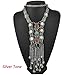 SUNSCSC Vintage Retro Rhinestone turquoise Long Boho Bohemian Statement Necklace for Women (Silver Plated)