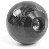 muge racing Forged Carbon Fiber Shift Knob Gear Shifter Spherical Type Unique Designed for Most Manual Car Universal Gear Shift Knob with 3 Adapters (Real Carbon Fiber-Sphere, Black)