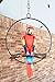 Ebros Patio Home Garden Hanging Scarlet Macaw Parrot Perching on Branch in Metal Round Ring Figurine Sculpture Nature Lovers Tropical Bird Collectors Decor 13.5