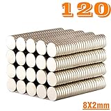 ELECFIND 8x2 120PCS Round Decoration Office Kitchen Refrigerator Whiteboard Magnets for Dry Erase Board (A/8x2mm), Silvery