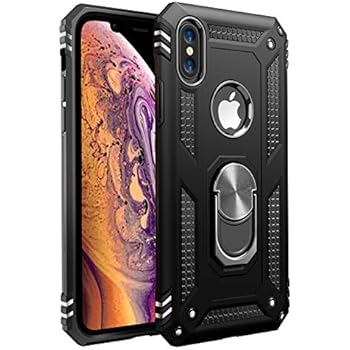 iPhone X Case | iPhone Xs Case [ Military Grade ] 15ft. Drop Tested Protective Case | Kickstand | Wireless Charging | Compatible with Apple iPhone X Case | iPhone Xs Case- Black