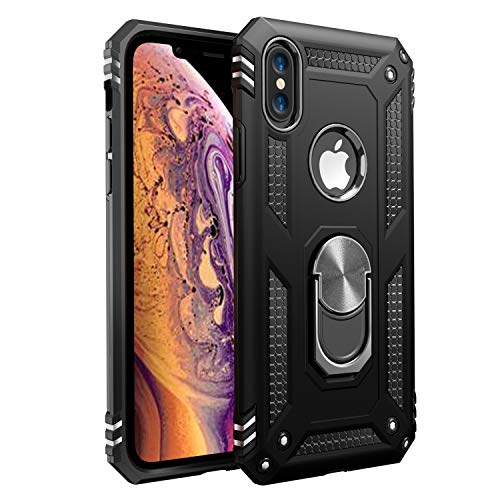 iPhone X Case | iPhone Xs Case [ Military Grade ] 15ft. Drop Tested Protective Case | Kickstand | Wireless Charging | Compatible with Apple iPhone X Case | iPhone Xs Case- Black