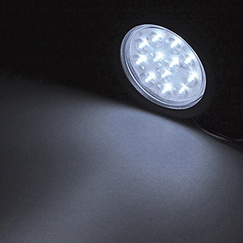 2x 4 inch Round 12-LED Tail Light Reverse Grommet Plug for Truck Trailer RV UTE UTV (Clear Lens - White Light) - Thumbnail 6