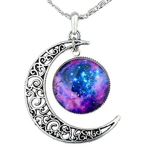 GBSTORE Galaxy Necklace Hollow Out Crescent Star Galactic Cosmic Moon Charm Necklaces