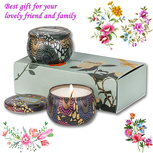 bitfire Scented Candles Gift Set of 2 Pack 100% Natural Soy Wax in White Tea & Rose Fragrances,Strongly Scented for Stress Relief and Aromatherapy, Option and Portable Travel Supplies
