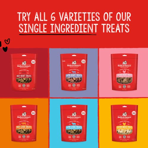 STELLA & CHEWY’S FREEZE-DRIED RAW SINGLE INGREDIENT BEEF HEART TREATS, 3 OZ. BAG
