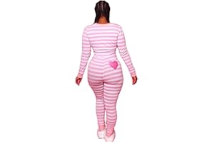 RUEWEY Women's V Neck Long Sleeve Jumpsuit Bodycon One Piece Pajamas Bodysuit Romper Sleepwear