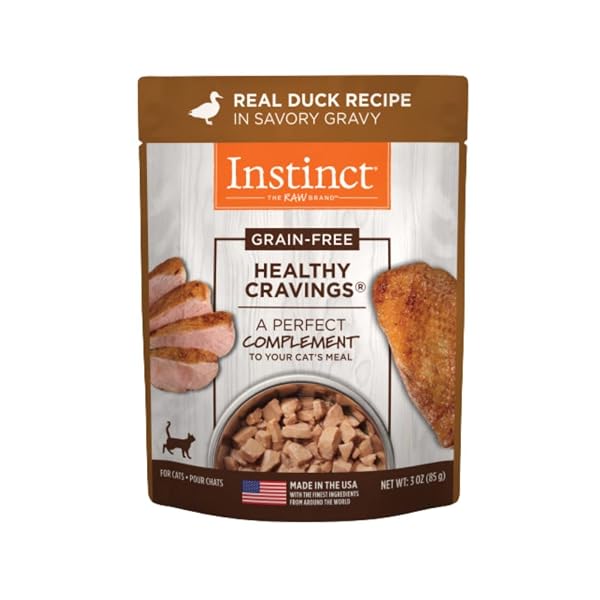 INSTINCT HEALTHY CRAVINGS NATURAL WET CAT FOOD TOPPER, GRAIN FREE RECIPE – REAL DUCK, 3 OZ. POUCHES (PACK OF 24)
