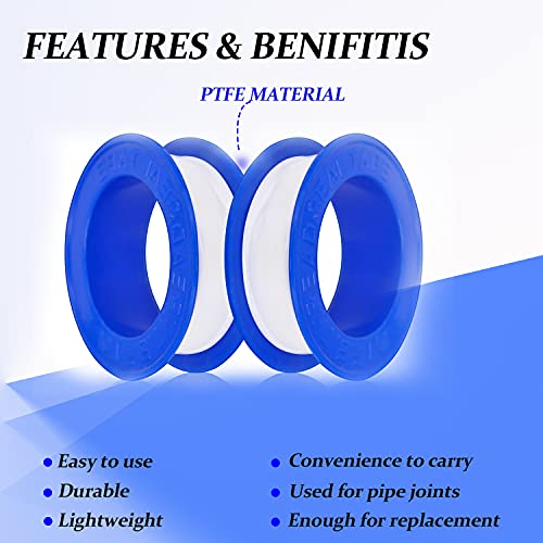 1/2 by 32.8 Feet Teflon Tape, 5 Rolls Plumbing Tape, Thread Seal Tapes