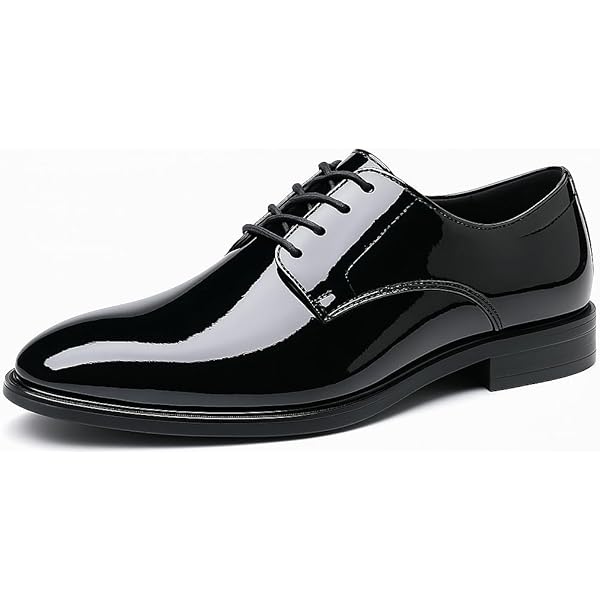 Amazon.com | Men's Patent Leather Dress Oxfords Boots Fashion Pointed Toe  Lace Up Side Zipper Shiny Ankle Boots Classic Luxury High Top Business  Formal Derby Shoes (Black,5.5)