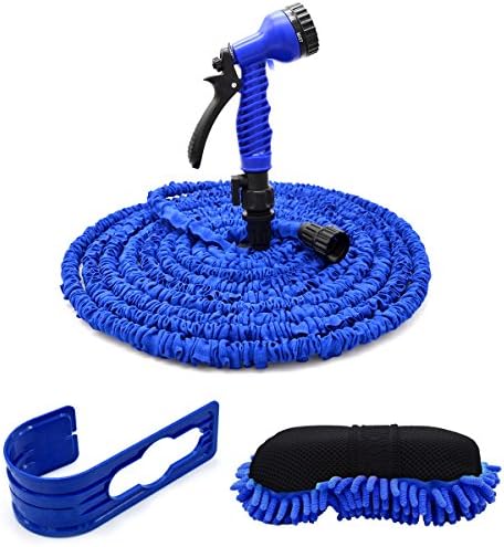CarBoss All New 50ft Garden Hose, 50 Feet Expandable Water Hose Set, Extra Strong Stretch Material with Plastic Connectors, Double Latex Core, 7 Way Pattern Spray Nozzle And High Pressure
