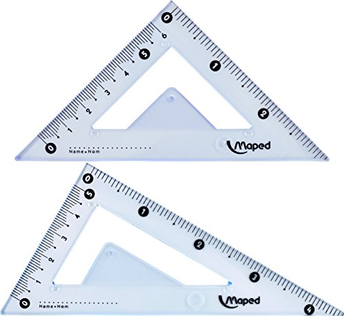 Maped Study Geometry 10 Piece Set, Includes 2 Metal Study Compasses, 2 Triangles, 6" Ruler, 4" Protractor, Pencil for Compass, Pencil Sharpener, Eraser, Lead Refill (897010)