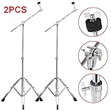 Topeakmart 2 Pack Boom Cymbal Stand Drum Hardware Percussion Double Braced Tripod Holder