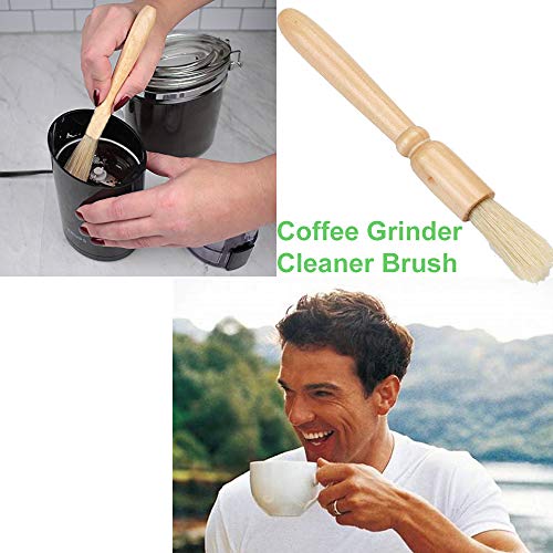 Coffee Grinder Cleaning Brush + Coffee Brush Wood Handle & Natural Bristles