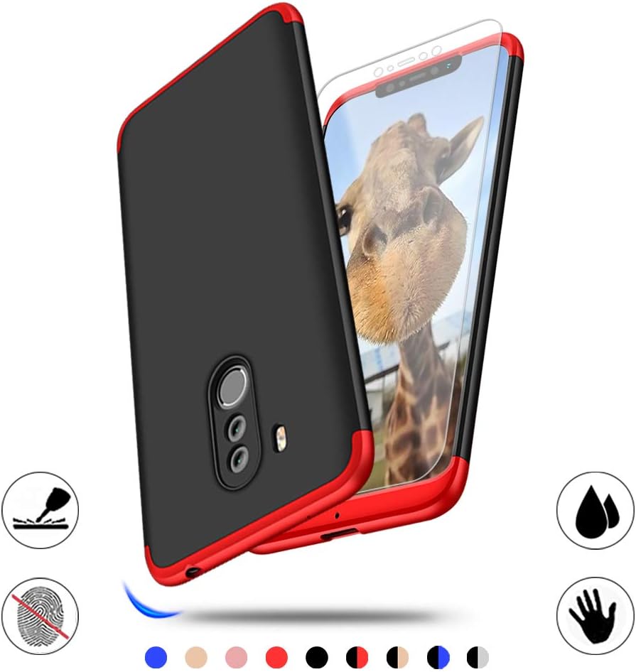 POCOPHONE F1 Case Cover, AChris Fully Protective Anti-Proof Phone Case for POCOPHONE F1 Ultra-Thin PC Bumper with Tempered Glass Screen Protector for Women Men