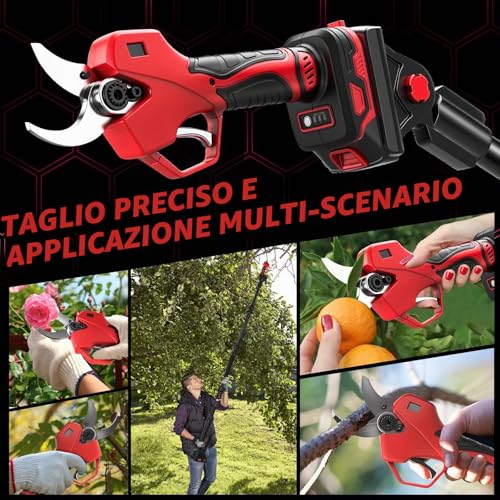 6 Inch Cordless Chainsaw Telescopic & 55 mm Cordless Pruning Scissors, 4-in-1 Chainsaw Kit and Scissors with 2 x 2000 mAh Batteries, Maximum Range of Up to 4.5 m