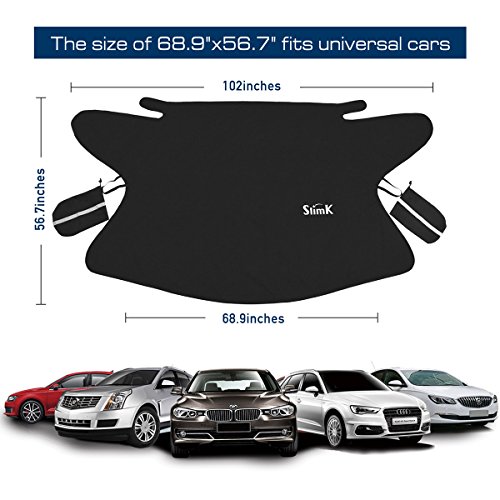 SlimK Magnetic Windshield Cover for Ice and Snow Fits Any Car, Truck, SUV, Van or Automobile - 4 Seasons Smart Use - Top Quality Exterior Auto Snow Windshield Cover Magnetic Edges No Need Ice Scraper