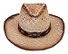Halconia Mens Straw Weave Western Cowboy Hat Outdoor Wide Brim Hat w/Band Decor