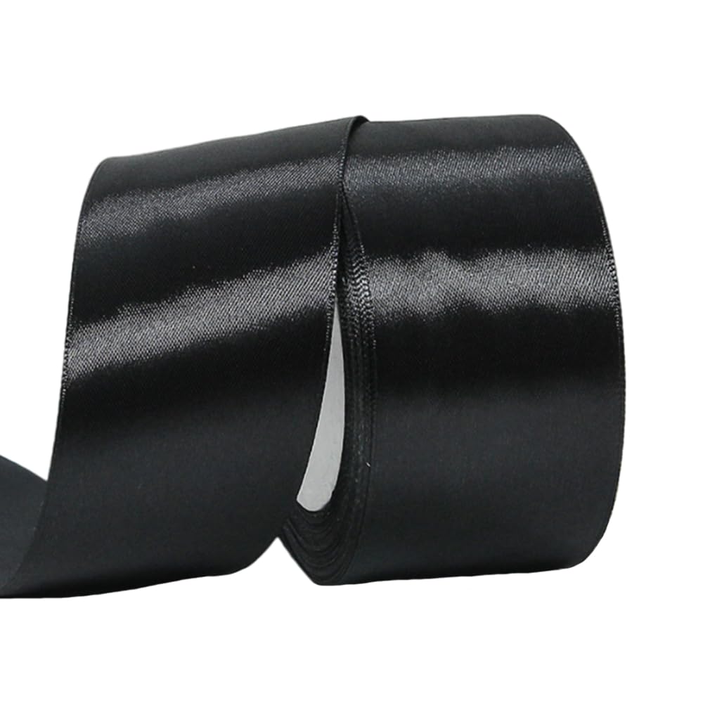 Wide Black Satin Ribbon 75mm (2.9 Inch) for Gift Wrapping, 22m Thick Silk Ribbon for Crafting, Halloween Party, Xmas, Wedding Car, Hair Bows, Bouquets, Cake Decoration
