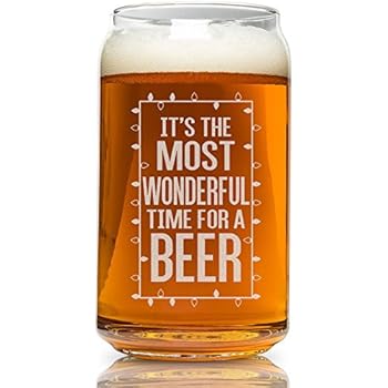 Beer Can Glass-It's The Most Wonderful Time For A Beer-Funny Christmas Present for Men and Women
