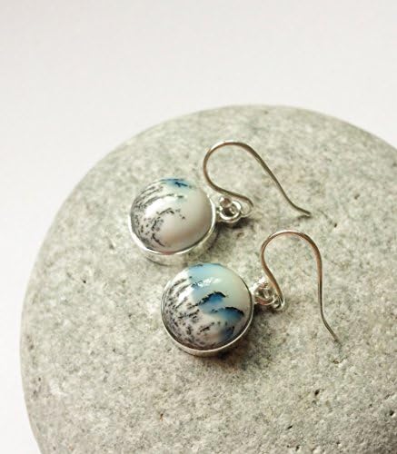 Merlinite HANDMADE silver earrings, round dangle Merlinite Sterling silver dainty earrings