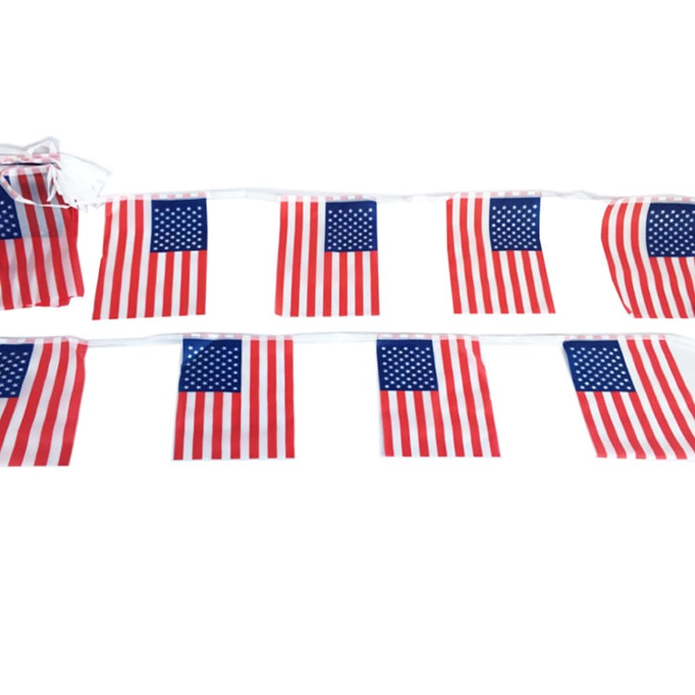 Hrlace 4 x 21 cm Mini Flags Banner USA Bunting Banner America Flag Chain Bunting Small Triangle Flag Garland for Festivals Party Sports Celebrations Decoration Rectangular 12 m with 30 Pieces Flag