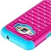 J1 Case, Galaxy Amp 2 Case, Galaxy Express 3 Case, NOKEA Studded Rhinestone [Shock Absorption] Hybrid Armor Defender Protective Case Cover for Samsung Galaxy J1 2016/Amp 2/Express 3 (Rose Aqua)