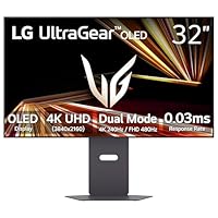 LG 32GX870A-B 32-inch Ultragear 4K UHD (3840 x 2160) OLED Gaming Monitor, Dual-Mode, 240Hz, 0.03ms, NVIDIA, AMD FreeSync Premium Pro, VESA DisplayHDR True Black 400, USB Type-C, DP2.1, Black
