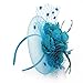 ACTLATI Charming Big Flower Headband Netting Mesh Hair Band Cocktail Hat Party Girls Women Fascinator, Lake Blue, One Size